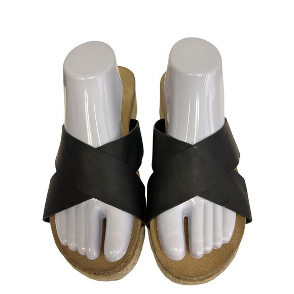 Mezent Women's Sandals Espadrilles Cork Footbed Black Platform Size 10 NEW - Picture 4 of 11